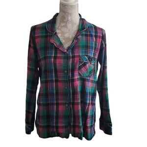 Victoria's Secret Plaid Button Up Sleep Top S